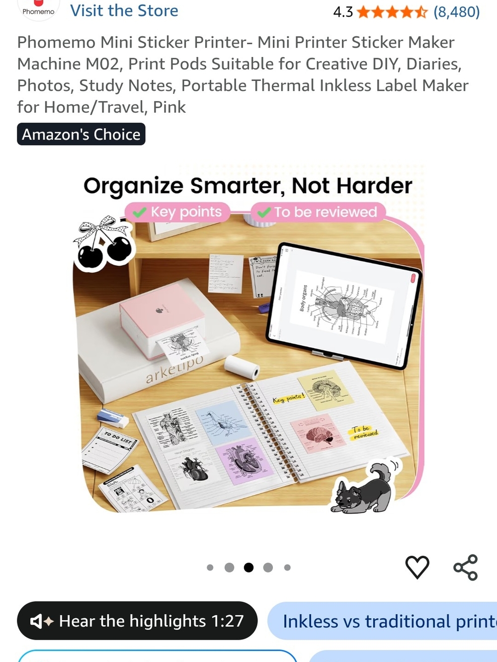 Pink Portable Mini Sticker Printer - Picture 4 of 13